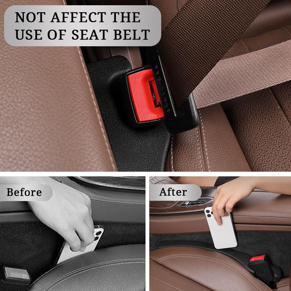 Car Seat Gap Filler Universal for Car SUV Truck Accessories Fit Organizer Seat Gap Inserts Blocker Crack Filler Fill the Gap between Seat and Console Stop Things from Dropping Pack of 2 Black