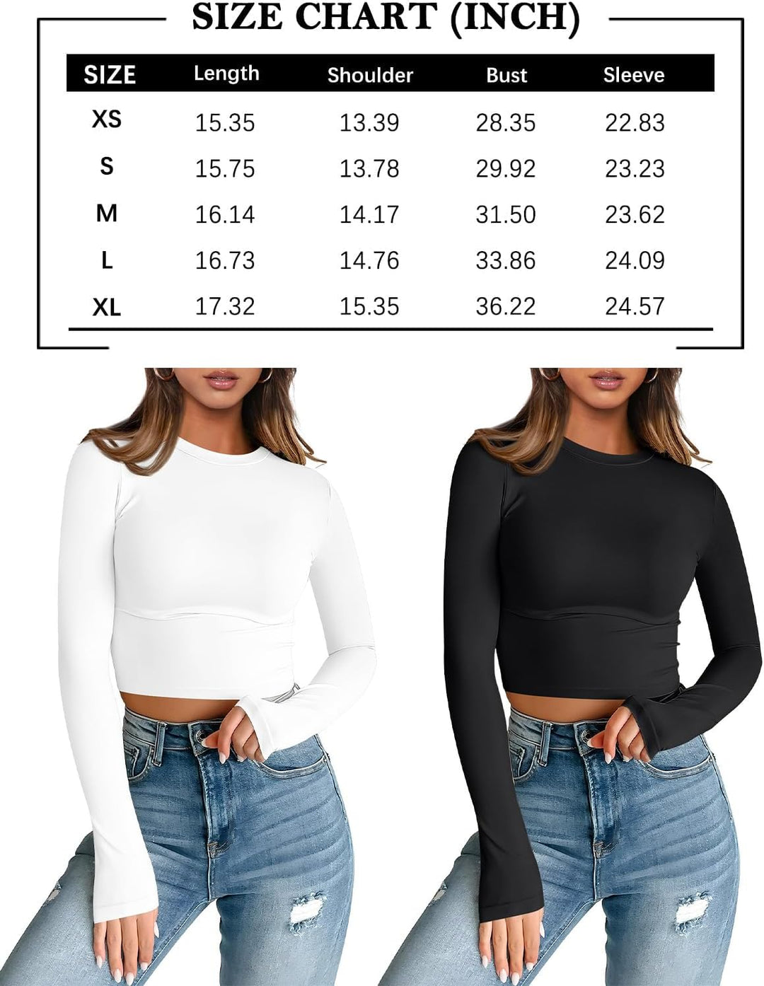 Womens Long Sleeve Crop Tops Basic Slim Fitted Shirts Casual Fashion 2024 Y2K Tops Teen Girl Clothes