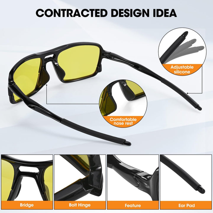 Night Vision Glasses, Polarized Night Driving Glasses for Men Women, Reduce Glare and Enhance Vision