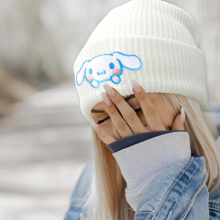 Anime Beanie Cute Kawaii Beanie Knit Hats, Funny Beanie Hat Winter Skiing Slouchy Warm Cap for Women Girls