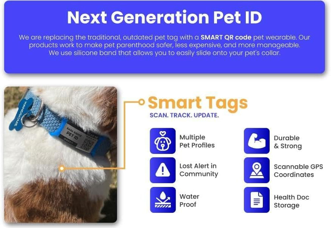 ™ Slide Series - QR Code Smart Pet Tags for Dogs & Cats, Personalized Pet Tag Stores Multiple Information, Includes Passive Location Tracking, Real-Time Notification & Community Alerts