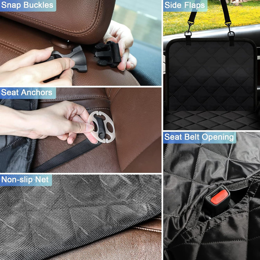 Dog Car Seat Cover for Back Seat, Dog Seat Cover Waterproof, Durable Scratch Proof, Nonslip Backing and Hammock, 600D Heavy Duty Cars Trucks and SUV Back Seat Cover for Dogs