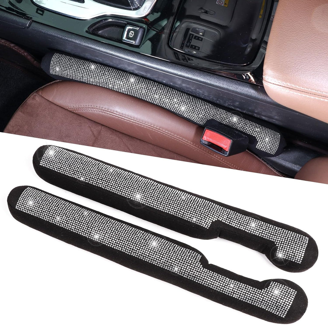 Bling Car Seat Gap Filler Universal Fit for Car SUV Truck, Set of 2 Handmade Crystal Diamond Rhinestone Seat Gap Blocker Bling Car Accessories for Women(Silver)