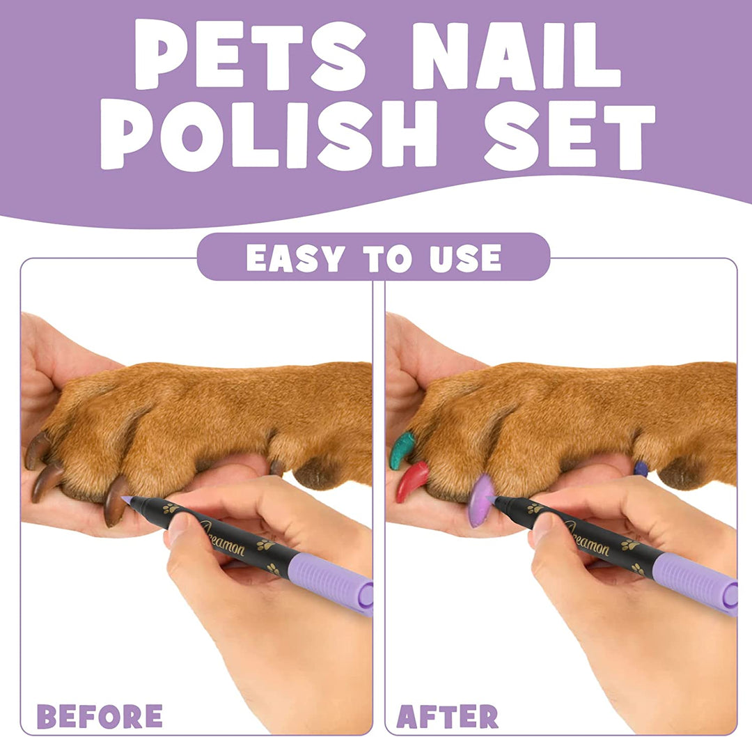 Dog Nail Polish Pen, 14 Colors Pet Nail Polish Set to DIY Beautiful Dog Nails Ideas, Creative Dog Accessories Nail Polish Pens Quick Dry & Easy to Use (A)