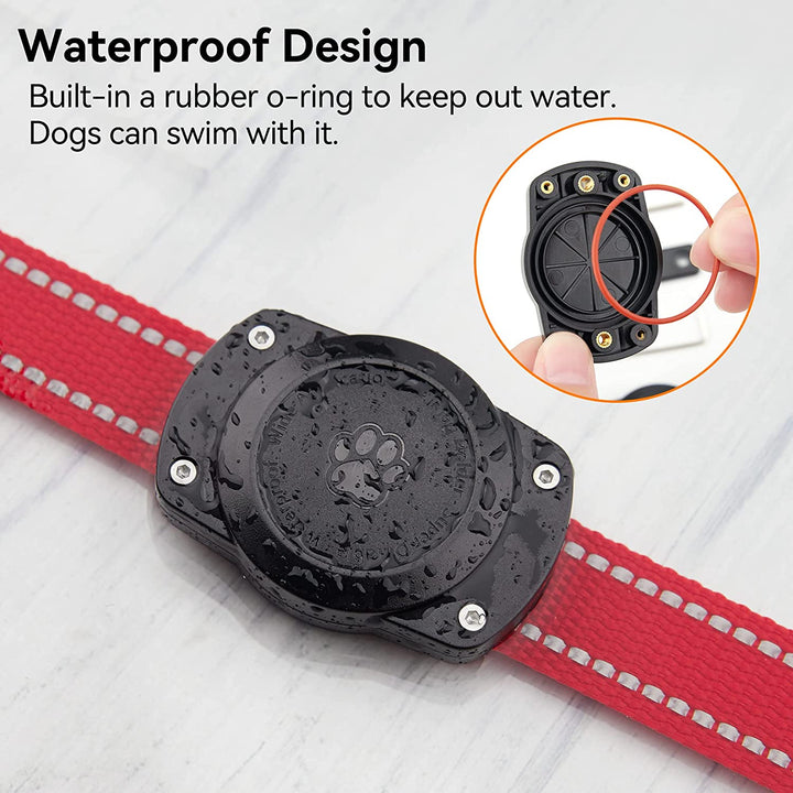 IPX8 Waterproof Airtag Dog Collar Holder [Metal Back Plate] Ultra-Durable Dog & Cat Collars Mount for Airtag, Suitable for All Widths of Collars (1 Pack)
