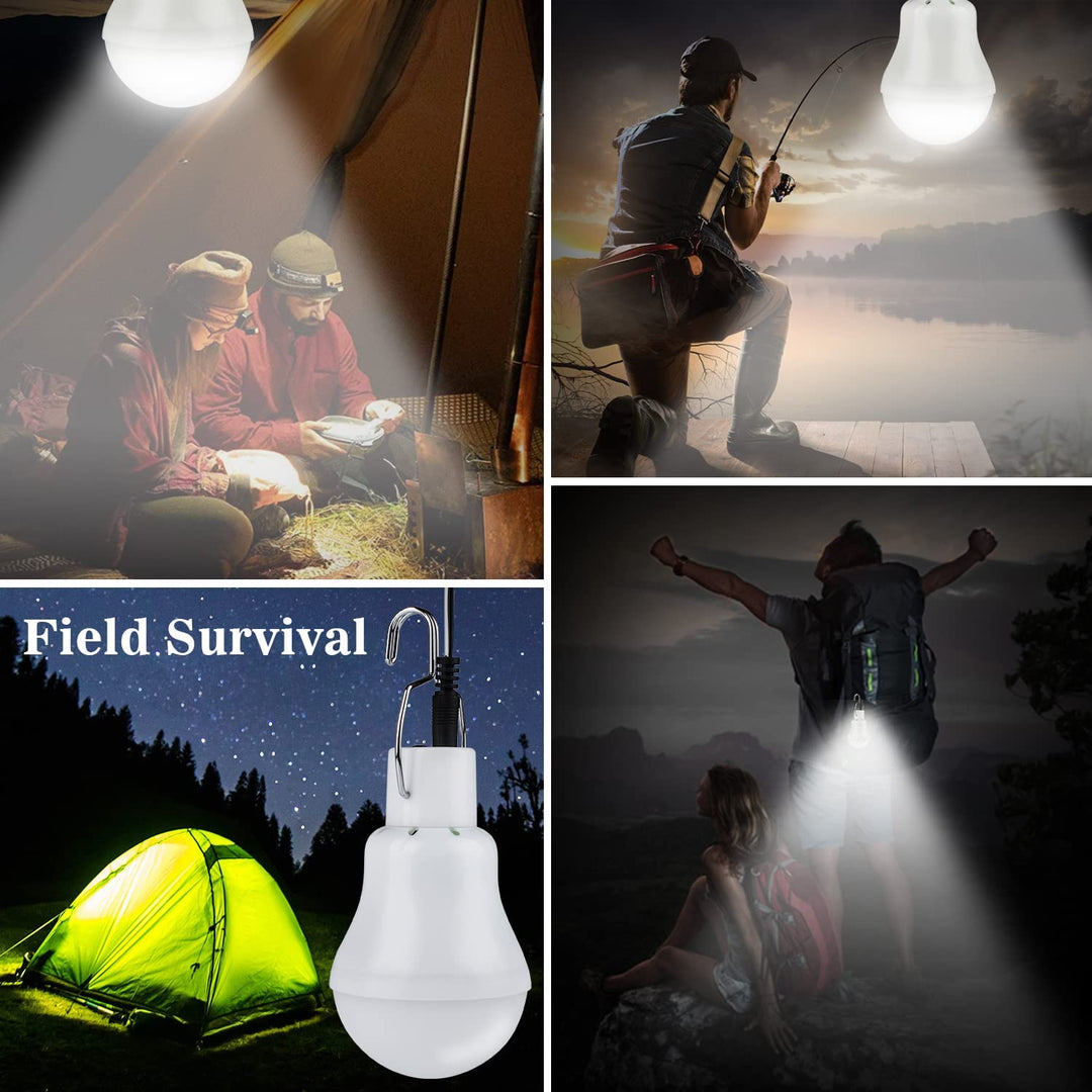 Solar Light Bulbs for Indoor Home and Chicken Coop, Outdoor Waterproof Camping Lamps for Tent, Rechargeable LED Solar Lights for Shed Night, Emergency Power Outage and Outside