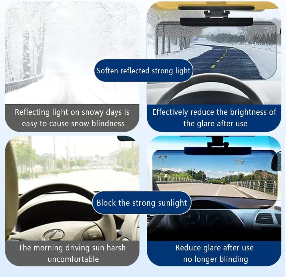 Car Visor for Car (Upgraded Version to Block Harmful UV Rays) Adjustable Angle, Anti-Glare 12.6'' X 6'' Safe Driving Car Accessories Sun Visor Extender, Universal for Cars, Trucks, Suvs. (1Pcs)