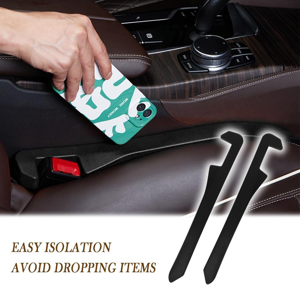 2PCS Car Seat Gap Filler - Elastic Car Seat Gap Filler Organizer Universal for Car Truck Suv between Seat and Console - Prevent Items from Droping - Add Style to Your Car Accessories (Black/2Pcs)