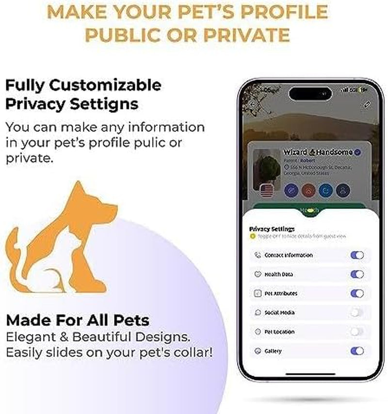 ™ Slide Series - QR Code Smart Pet Tags for Dogs & Cats, Personalized Pet Tag Stores Multiple Information, Includes Passive Location Tracking, Real-Time Notification & Community Alerts