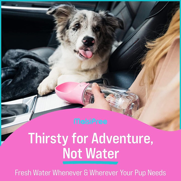 Dog Water Bottle, Lightweigh, Leak Proof Portable Travel Dog Water Dispenser - Perfect Puppy Drinking Bowl on the Go for Outdoor Walking and Hiking - Pet Accessories (19Oz, Pink)