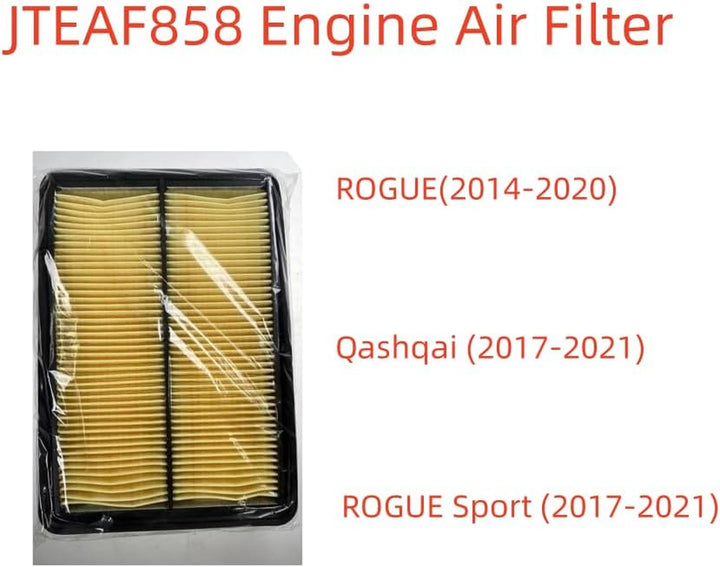 EAF858 Engine Air Filter for ROGUE(2014-2020),ROGUE Sport (2017-2022),Qashqai (2017-2021),Replacement for 165464BA1A,XA10423,CA11858