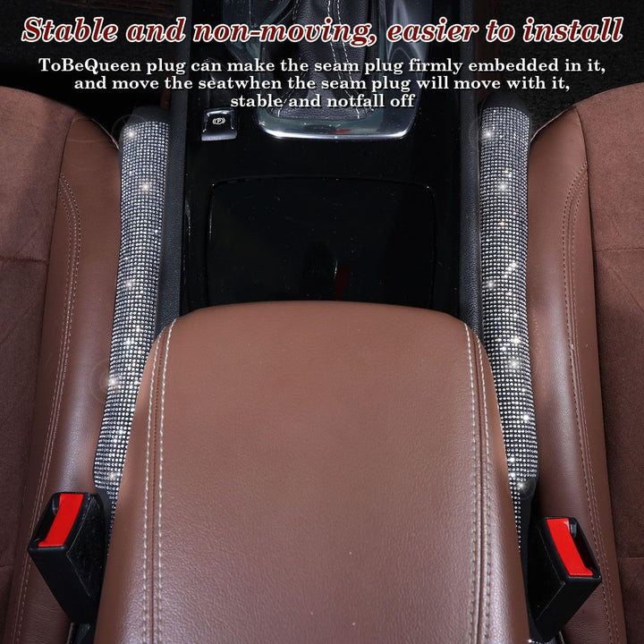 Bling Car Seat Gap Filler Universal Fit for Car SUV Truck, Set of 2 Handmade Crystal Diamond Rhinestone Seat Gap Blocker Bling Car Accessories for Women(Silver)