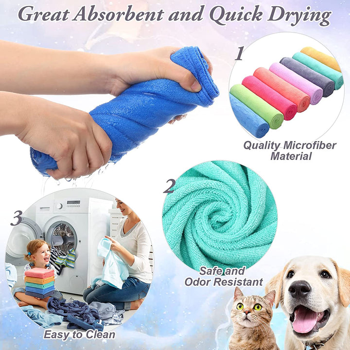 8 Pcs Dog Towels for Drying Dogs 55'' X 28'' Large Microfiber Dog Towel Bulk Absorbent Dog Bath Towels Quick Drying Puppy Grooming Towel for Dogs Cats Pet Bathing Grooming Accessories Supplies