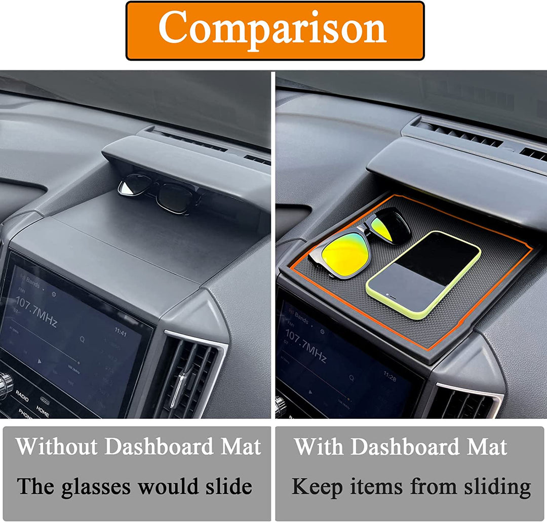 Dashboard Mats Compatible with Subaru Crosstrek/Impreza 2018-2022 2023 and Subaru Forester 2019-2024 Accessories Center Console Liner Mats Inserts Rubber Mats （Orange）