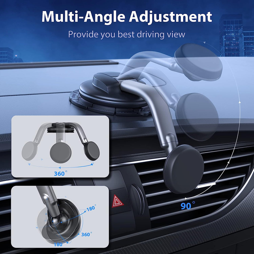 Magnetic Phone Holder for Car, [ Powerful Magnets & Military-Grade Suction] Car Phone Holder Mount Dashboard Windshield Cell Phone Holder Phone Stand for Car Fit for Iphone Android Automobile Cradle
