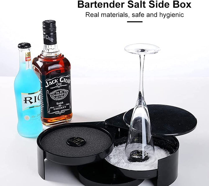 3-Tier Bar Juice Cocktail Seasoning Box Rimmers Bartender Tool Jewelry Storage Box Sugar Salt Rimmer for Bar Party