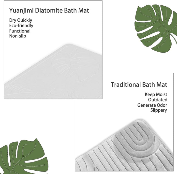 Stone Bath Mats, Diatomaceous Earth Bath Mat Non-Slip Highly Absorbent Quick Drying Diatomite Shower Mat Bathroom Accessory for Home Spa (23.4 X 15.6 Inches) White