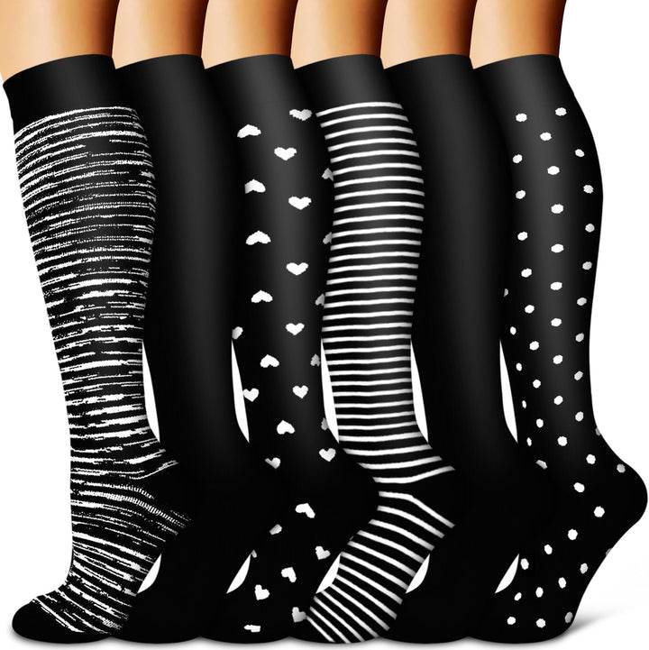 Copper Compression Socks for Women & Men (6 Pairs) - Best Support for Nurses, Running, Hiking, Recovery