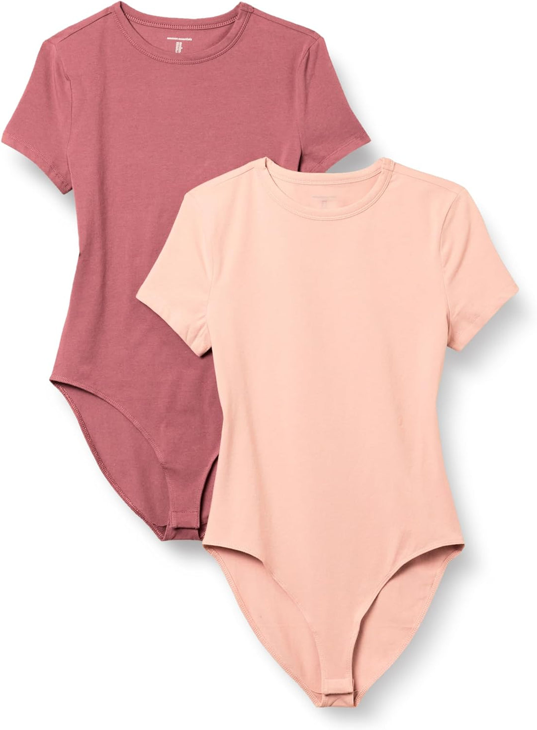 Essentials Women'S Stretch Cotton Jersey Slim-Fit T-Shirt Bodysuit, Pack of 2