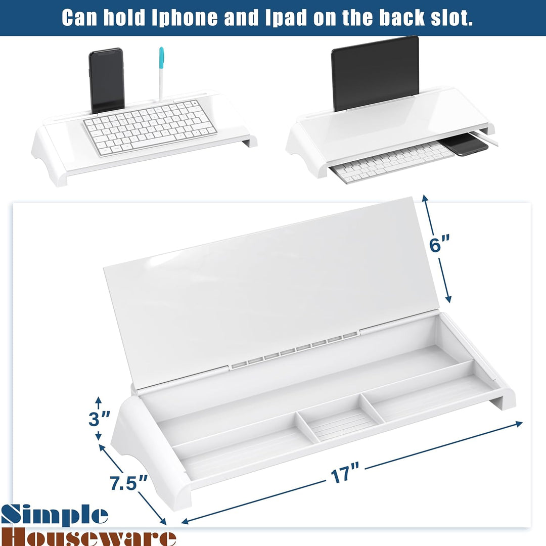 Desktop Dry Erase Whiteboard, Computer Keyboard Stand Surface Pad with Drawer, Desk Organizers for Office, Home, School Supplies - Board Only