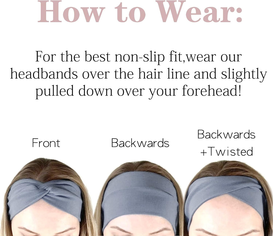 Headbands for Women Non Slip Elastic Hair Bands Yoga Workout Running Sport Sweat Hair Wrap for Girls