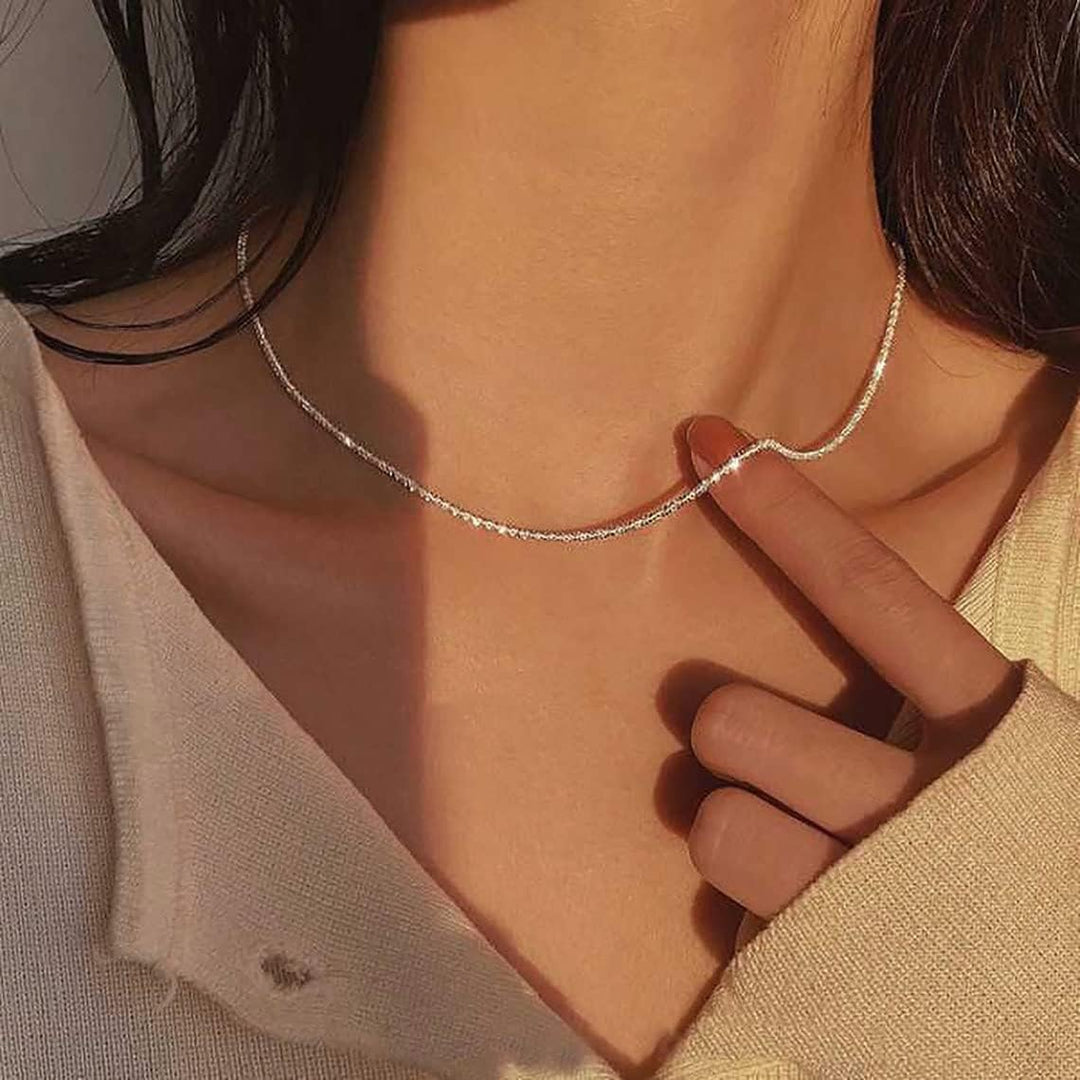 Layered Necklaces for Women Silver Plated Dainty Snake Twist Rope Delicate Layered Necklace Different Length Choker Necklaces Silver Jewelry for Women
