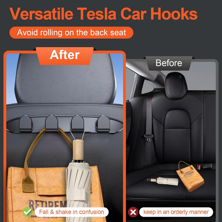 2PCS for Tesla Seat Hooks, Tesla Model 3 Y Accessories 2023 2024 Tesla Model 3 Headrest Organizer Hooks 2017-2022 Model Y Purses Hook Hanger