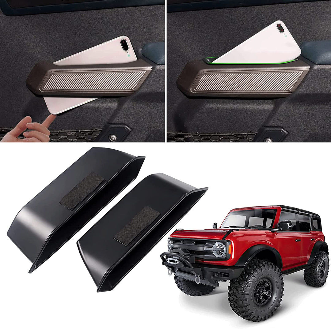 Door Side Storage Box Handle Container for Ford Bronco 2021 2022 2023 2024 Car Interior Accessories, ABS Front Door Side Armrest Phone Pocket Organizer Insert Glove Pallet 2PCS Set