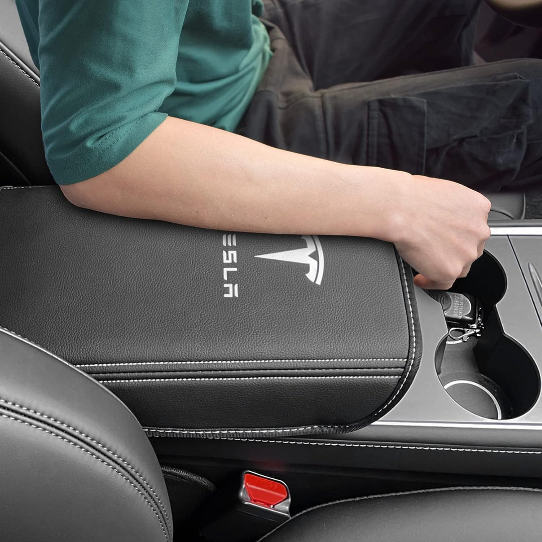 Car Armrest Box Cover for Tesla Model 3 Model Y 2017-2022 2023 2024 Central Control Armrest Decoration Interior Car Accessories(Black)