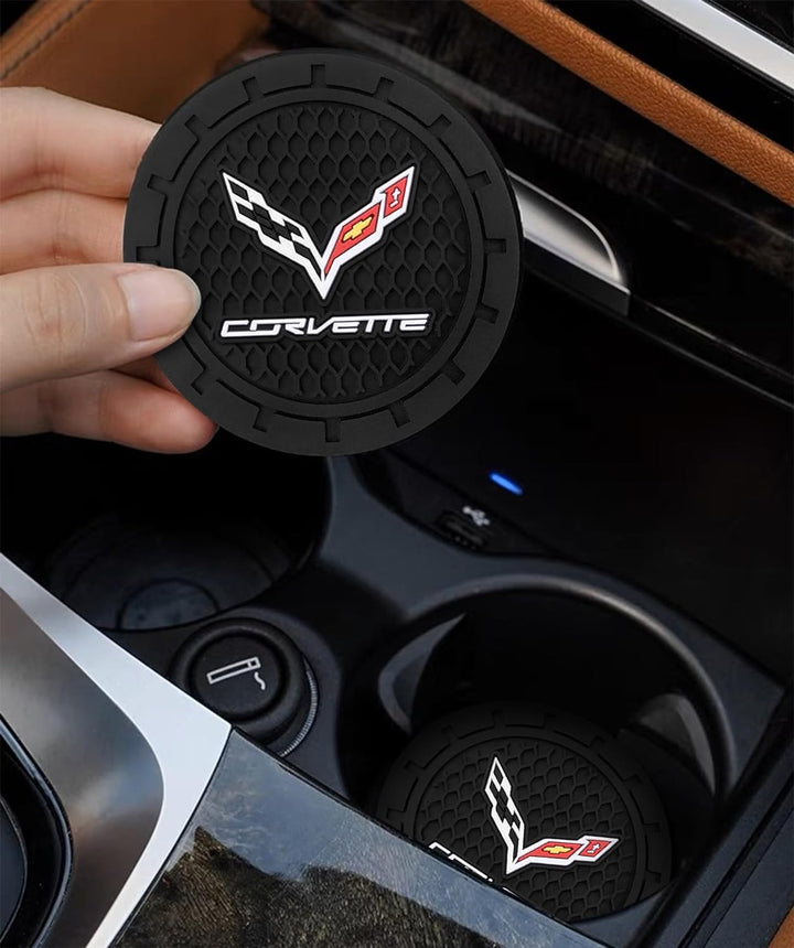 Car Cup Holder Coaster for Corvette Interior Accessories Silicone anti Slip Cup Mat Compatible with Corvette C1 C2 C3 C4 C5 C6 C7 C8 Racing 1LT 2LT 3LT Silicone Non-Slip Coaster 2.76 Inch 2 Pieces