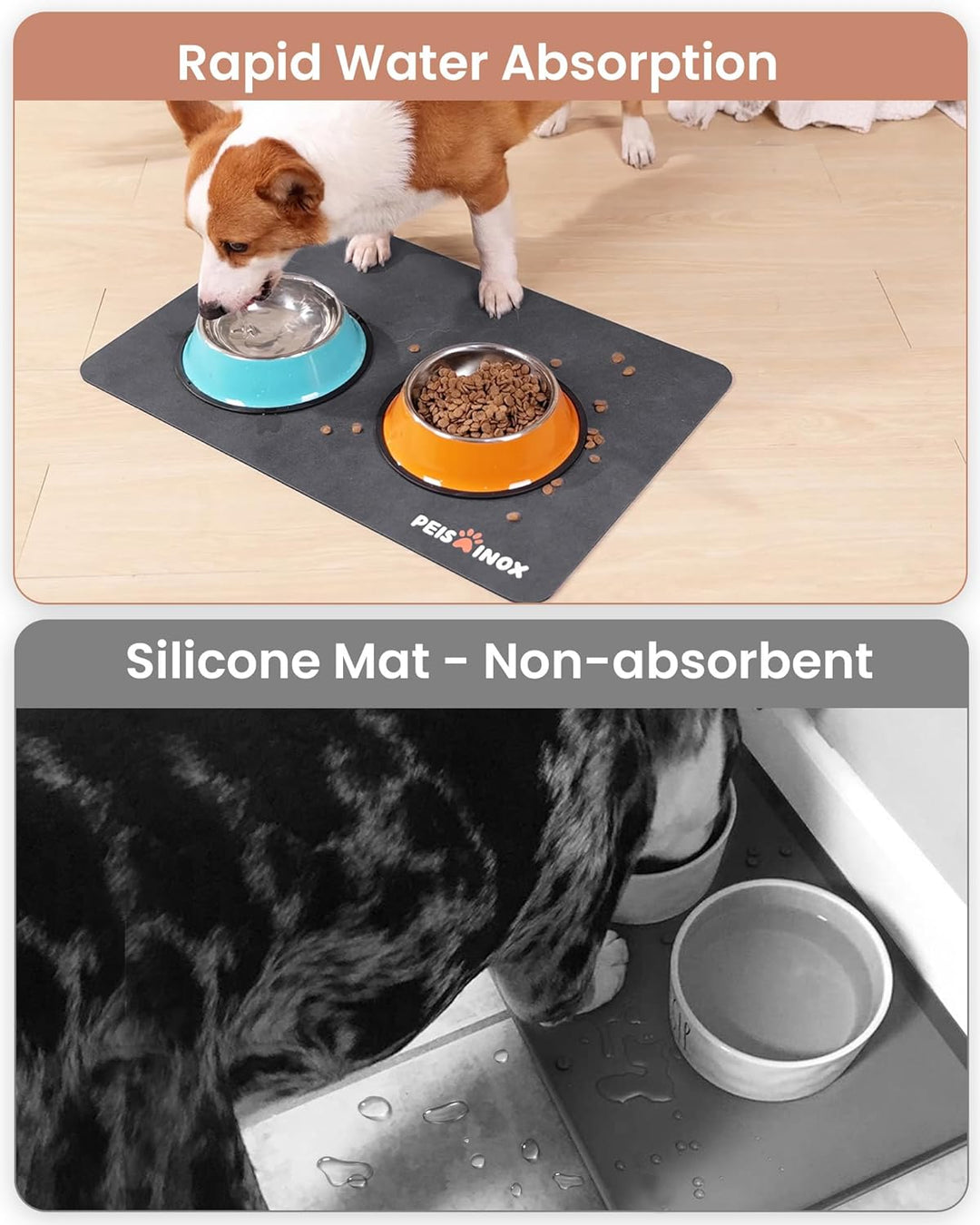 Cat Dog Food Mat, Rapid Water Absorption Dog Mat for Food and Water,100% Waterproof Cat Dog Bowl Mat, Pet Food Mat for Messy Drinkers to Protect Floors, Pet Accessories Supplies
