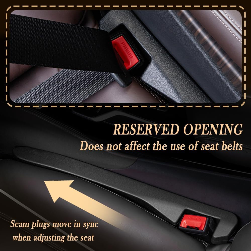 2PCS Car Seat Gap Filler - Elastic Car Seat Gap Filler Organizer Universal for Car Truck Suv between Seat and Console - Prevent Items from Droping - Add Style to Your Car Accessories (Black/2Pcs)