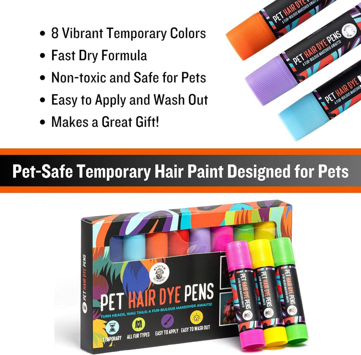 Dog Hair Dye- 8 Color Dog Safe Hair Dye- Dog Dye Non Toxic & Temporary. Pet Hair Dye for Dogs Use As: Pet Safe Paint, Pet Dye, Dog Paint, Dog Fur Dye, Horse Paint, Dog Hair Color, Dog Safe Paint