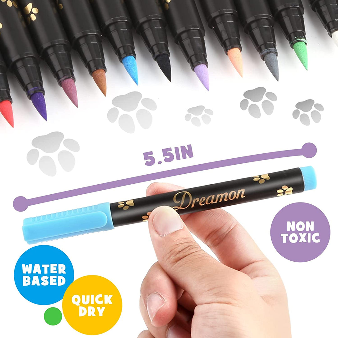 Dog Nail Polish Pen, 14 Colors Pet Nail Polish Set to DIY Beautiful Dog Nails Ideas, Creative Dog Accessories Nail Polish Pens Quick Dry & Easy to Use (A)