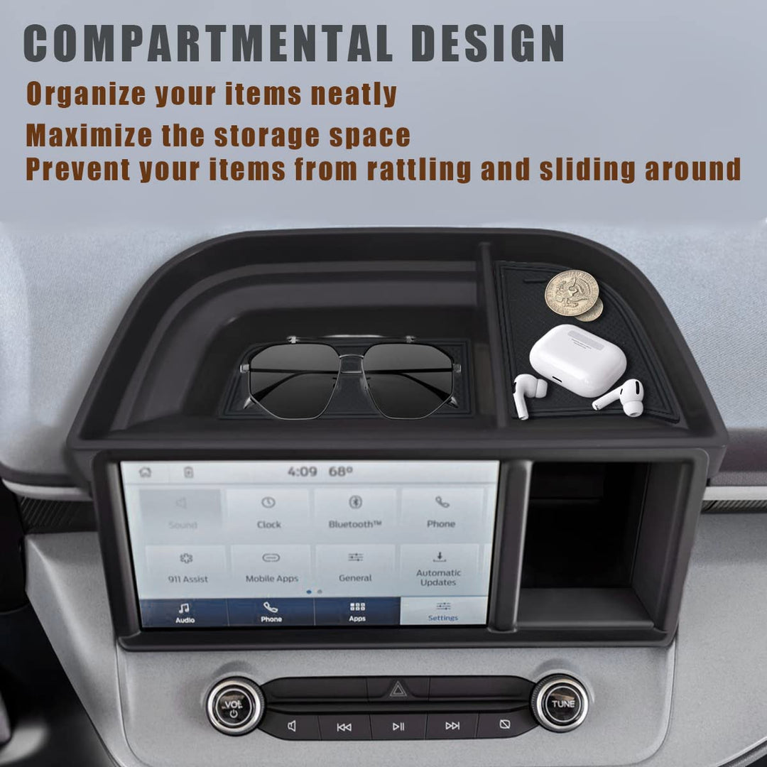Dashboard Storage Tray Compatible with Ford Maverick 2024 2022-2023 Maverick & Hybrid XL XLT Lariat Accessories (Black)