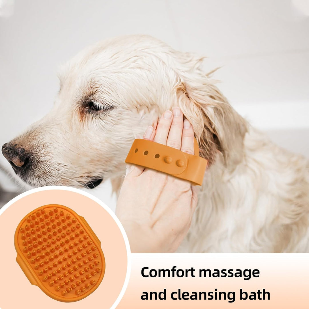 Dog Grooming Brush Kit,6 in One Pet Self Cleaning Kit with Organizer Bag - Dog Cat Grooming Slicker Deshedding Undercoat Rake Brush Comb for All Small Large Dogs Cats Orange