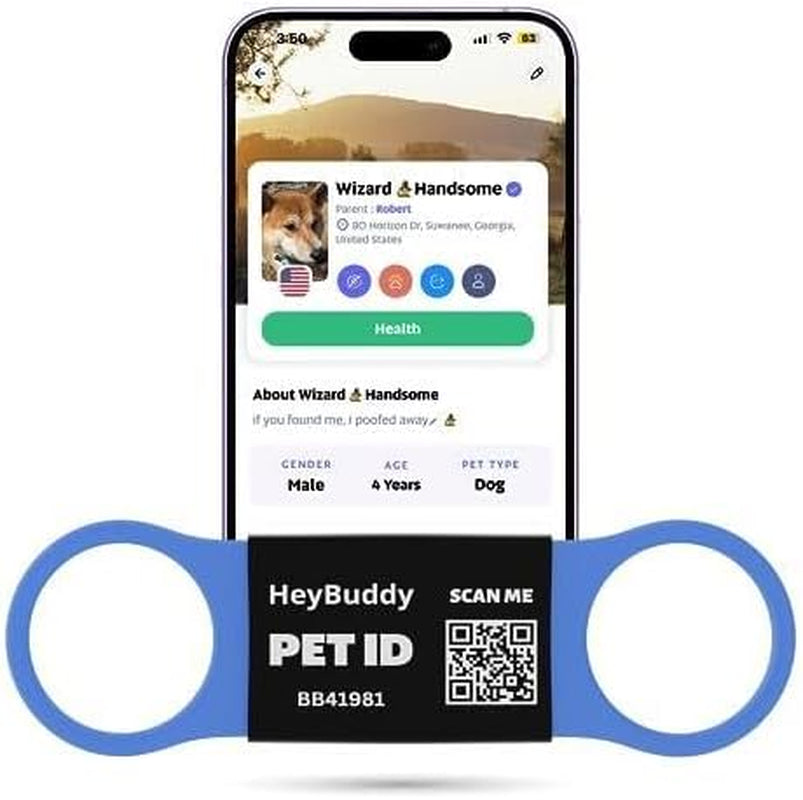 ™ Slide Series - QR Code Smart Pet Tags for Dogs & Cats, Personalized Pet Tag Stores Multiple Information, Includes Passive Location Tracking, Real-Time Notification & Community Alerts