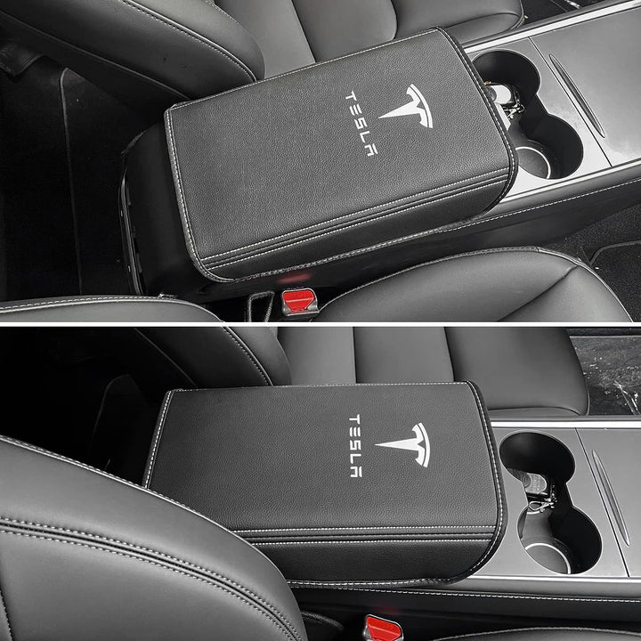 Car Armrest Box Cover for Tesla Model 3 Model Y 2017-2022 2023 2024 Central Control Armrest Decoration Interior Car Accessories(Black)