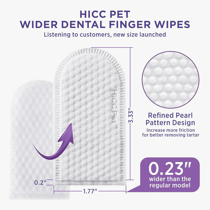 Wider Teeth Cleaning Wipes for Dogs & Cats, Remove Bad Breath by Removing Plaque and Tartar Buildup No-Rinse Dog Finger Toothbrush, Disposable Gentle Cleaning & Gum Care Pet Wipes, 50 Counts