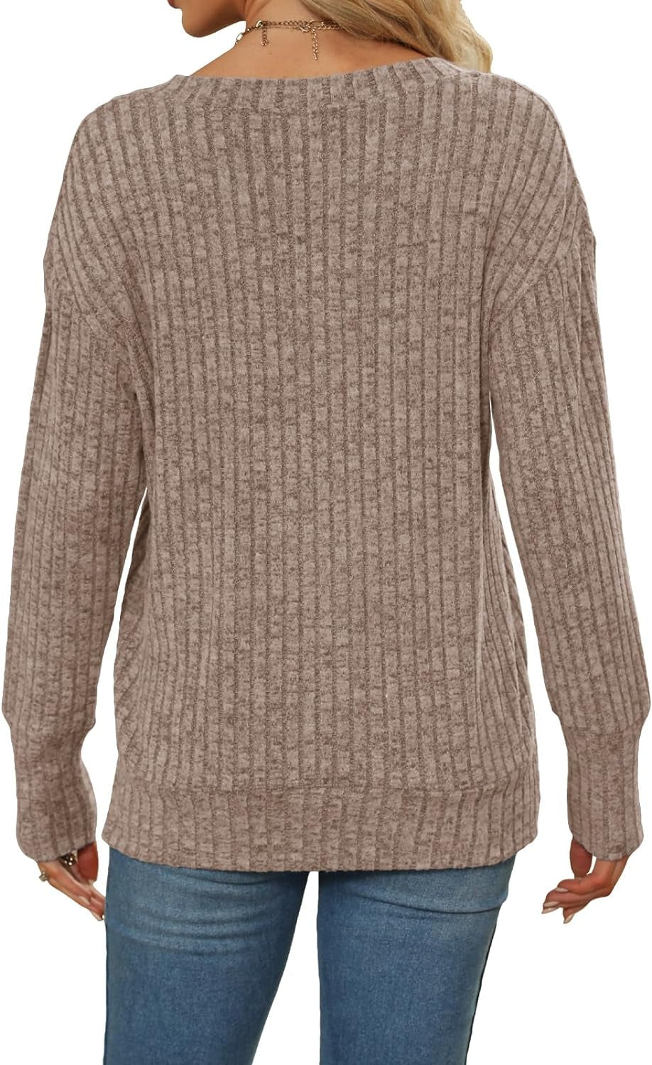 Womens Sweatshirts V Neck Long Sleeve Shirts Loose Casual Fall Fashion Sweaters S-2XL