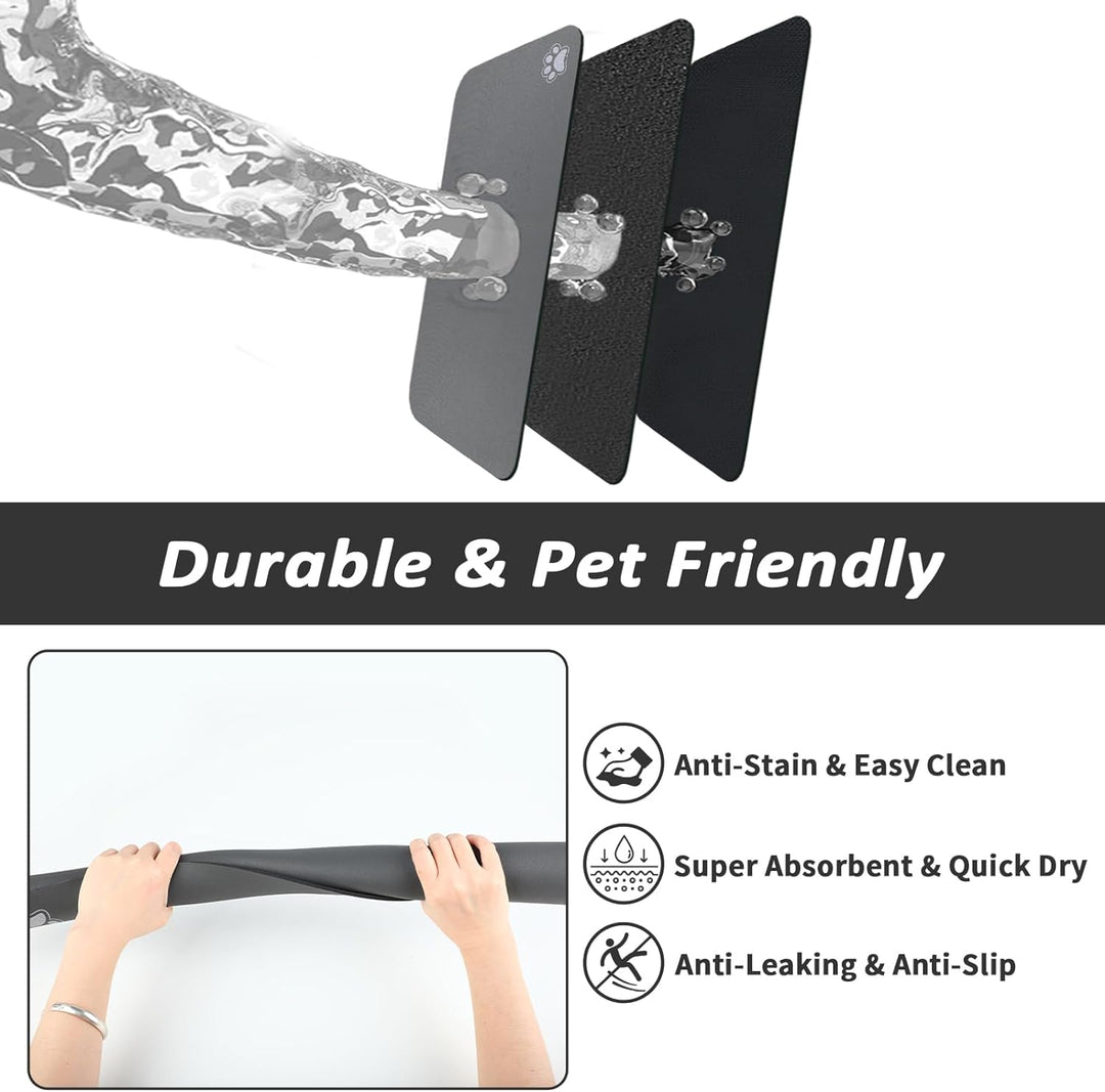 Pet Feeding Mat, Absorbent Dog Food Mat, No Stains Cat Bowl Mat for Food and Water, Easy to Clean Pet Placemats, Quick Dry Dog Water Dispenser Mat for Messy Drinkers, Pet Accessories Supplies