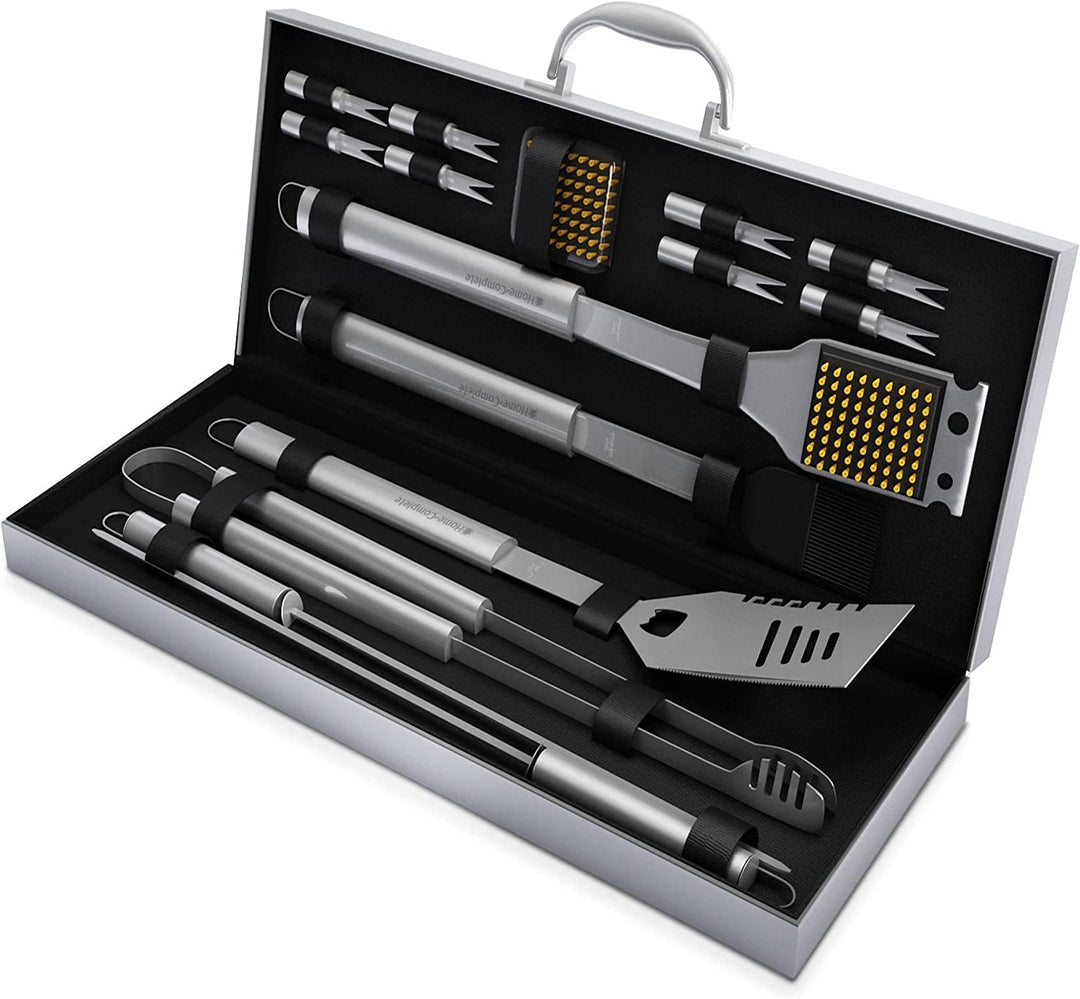 16-Piece BBQ Grill Accessories Set - Barbecue Tool Kit with Aluminum Case for Home Grilling - Great Gift for Birthday or Father’S Day by
