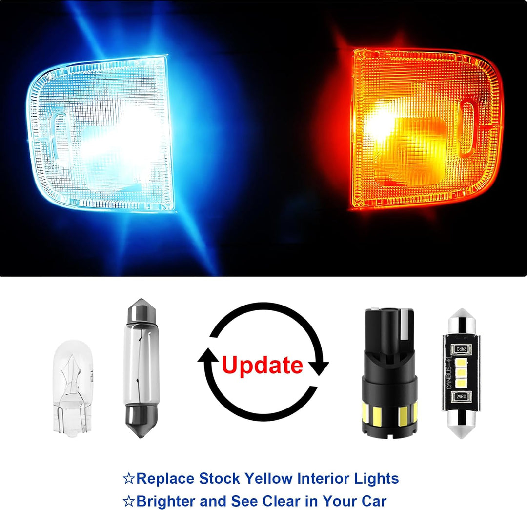 Super Bright LED Interior Lights：White LED Bulbs Kit Package for 2005-2017 2018 2019 2020 2021 2022 Toyota Tacoma Accessories Include Install Tool （10 Pieces）