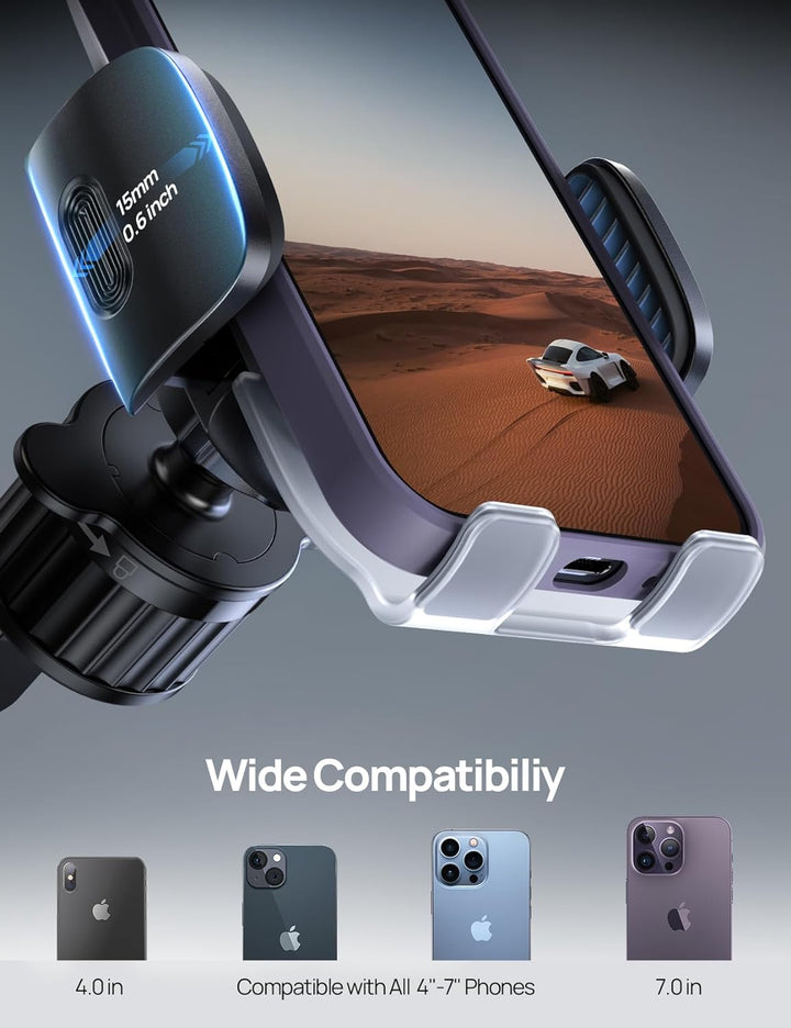 Car Phone Mount Vent - [2024 Spring Metal Clip] 1S Release Car Cell Phone Holder, Universal Air Vent Phone Automobile Cradle with Hands Free, for Iphone 15 Pro Max, Samsung, 4 to 7” Phone