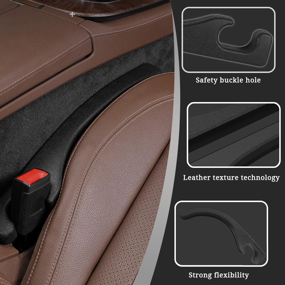 Car Seat Gap Filler Universal for Car SUV Truck Accessories Fit Organizer Seat Gap Inserts Blocker Crack Filler Fill the Gap between Seat and Console Stop Things from Dropping Pack of 2 Black