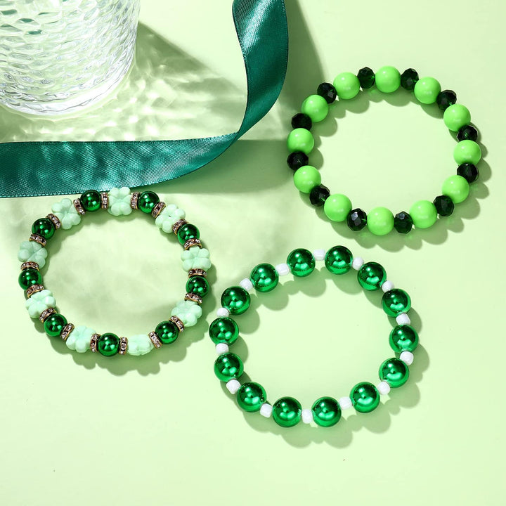 5 Pack Beaded Bracelet Stackable Christmas Thanksgiving St. Patrick’S Day Valentine'S Day Beaded Stretch Bracelet Holiday Charm Bracelets Festive Jewelry Gifts for Women