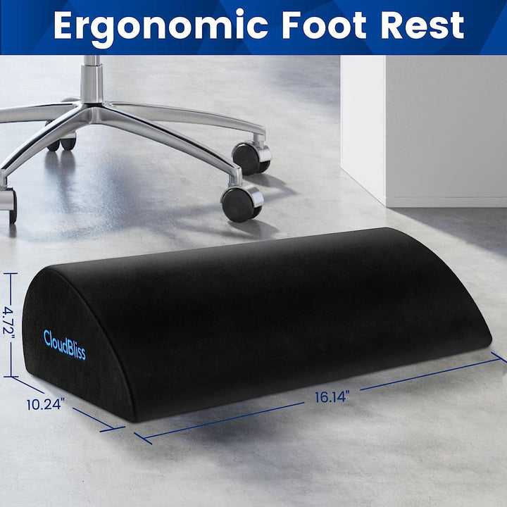 Foot Rest for under Desk at Work,Office Desk Accessories with Memory Foam and Washable Removable Cover, Foot Stool for Office, Car, Home to Foot Support and Relax Ankles, Black