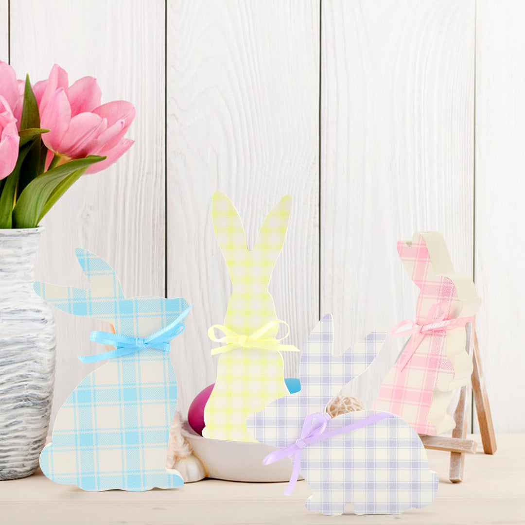 Easter Decorations for Home, Easter Bunny Wooden Sign Farmhouse Rabbit Decor, Easter Table Decor for Easter Spring Party Desk Office Farmhouse Home(Colorful)