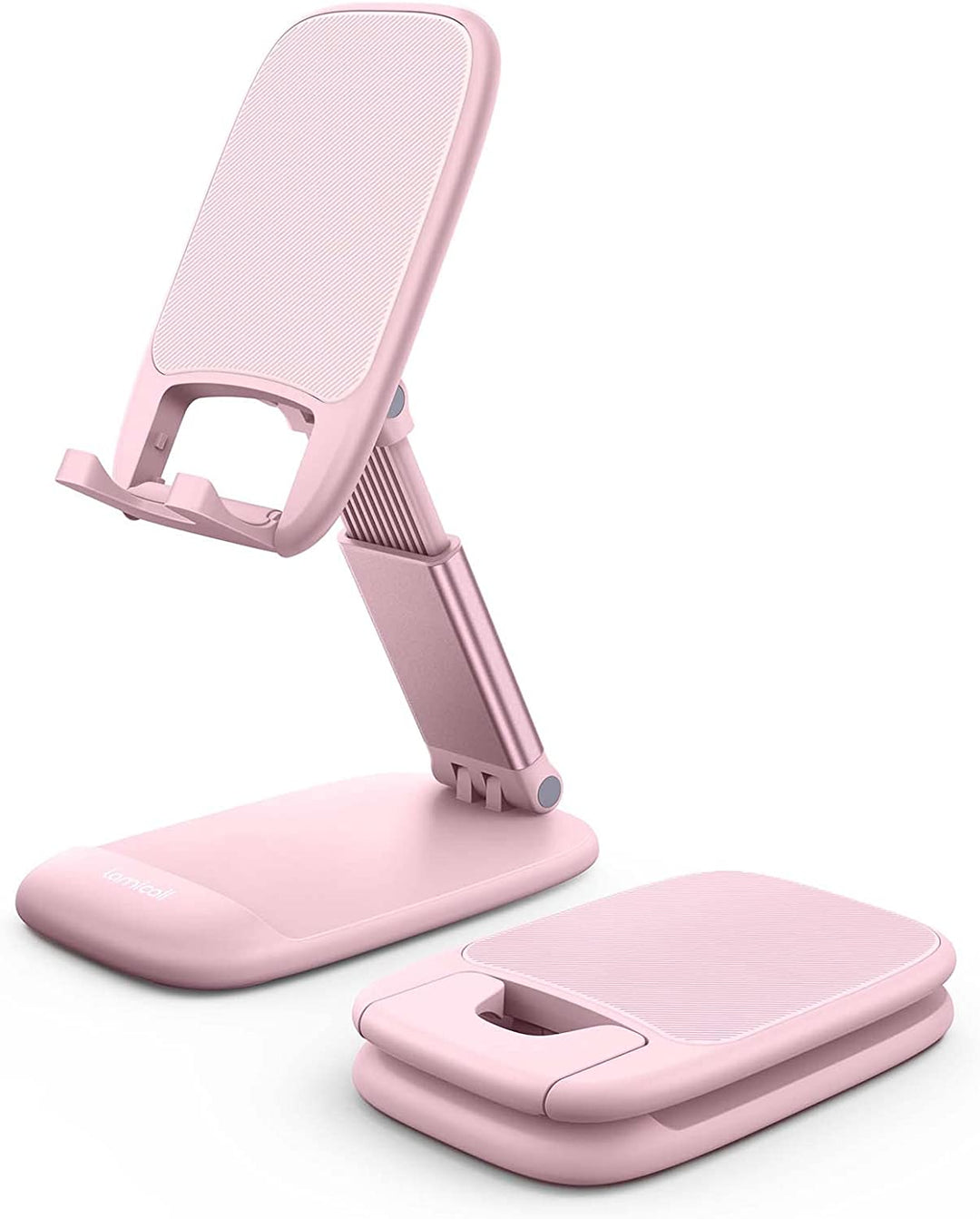 Pink Phone Stand for Desk - Rose Gold Cell Phone Holder Desktop Pink Desk Accessories Compatible with Iphone 14 Pro Max Plus, 13 12 11 XR X 8 7 6 plus SE, 4-8'' Smartphone