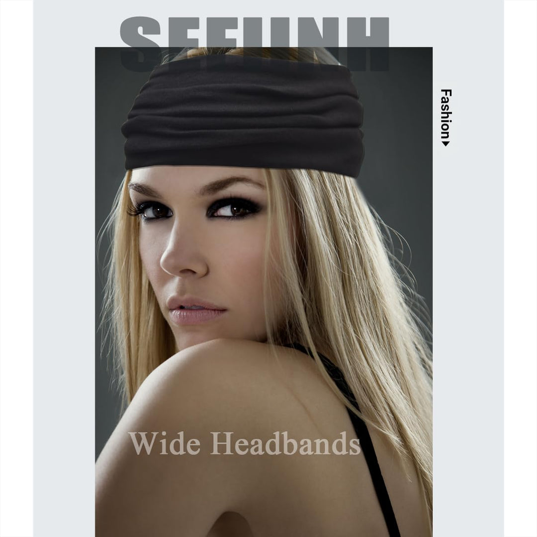 Wide Headbands for Women Stretch Headband Boho Head Bands Women'S Hair Band Turban Workout Hairband Girls Accessories 6 Pack